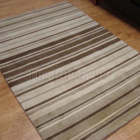 Leonard Beige Brown Striped Wool Rugs