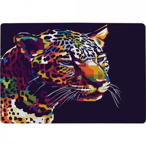 Leopard Face With Pop Art Style Designer Rug - Yellow / 150cm