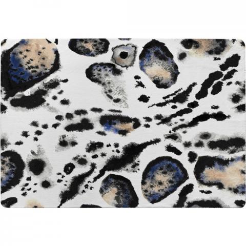 Leopard Print With Blue Designer Rug - Brown / 150cm