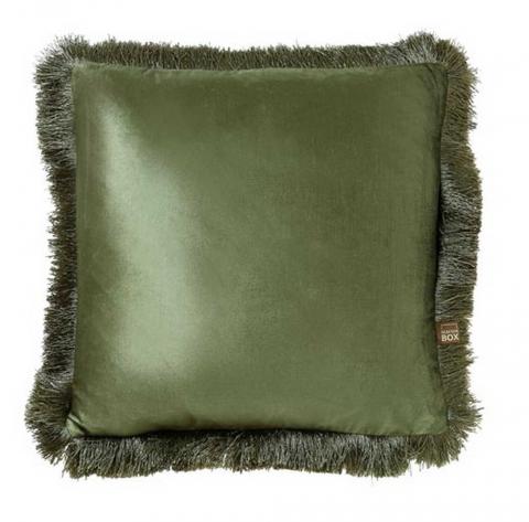 Lexi Plain Fringed Cushion in Sage Green