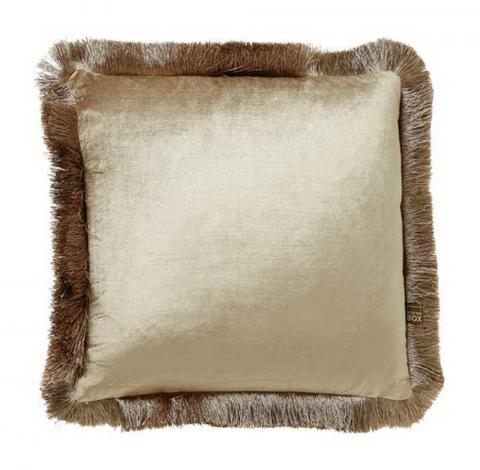 Lexi Plain Fringed Cushion in Champagne Gold