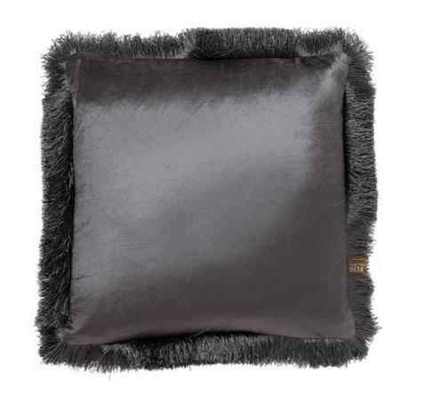 Lexi Plain Fringed Cushion in Grey