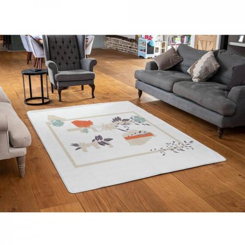 Life  Flowers Designer Rug - Blue / 110cm