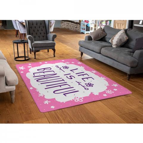 Life Is Beautiful Designer Rug - Pink / 110cm