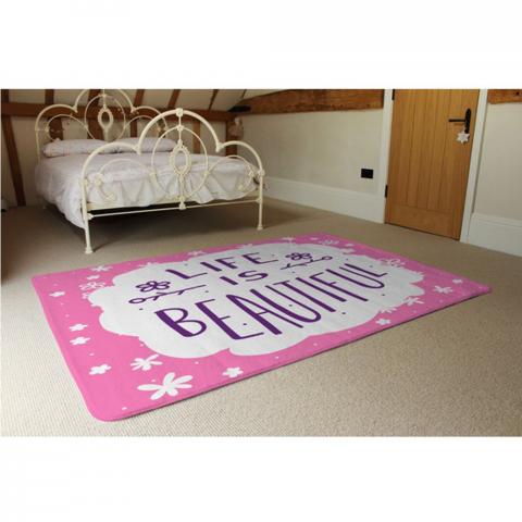 Life Is Beautiful Designer Rug - Pink / 230cm