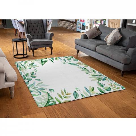 Light Botanical Leaves Designer Rug - Green / 110cm