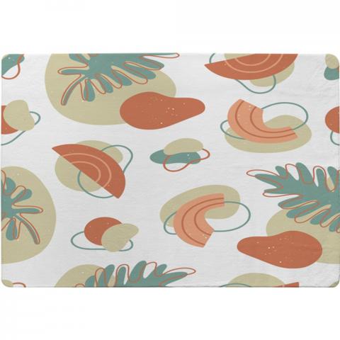 Line Art And Botanical Elements Designer Rug - Green / 200cm