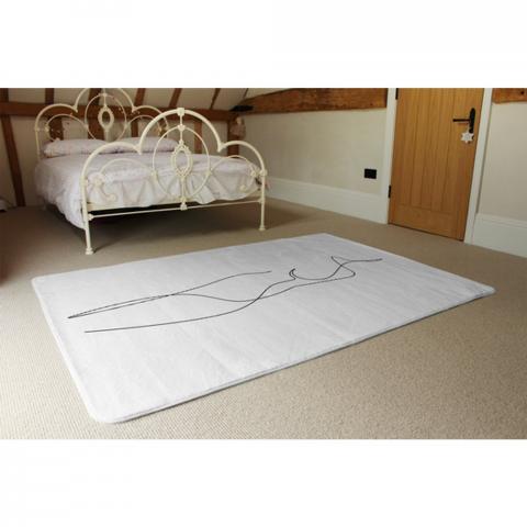 Line Art Drawing Of Woman Designer Rug - White / 230cm