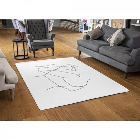 Line Art Hug Designer Rug - White / 110cm