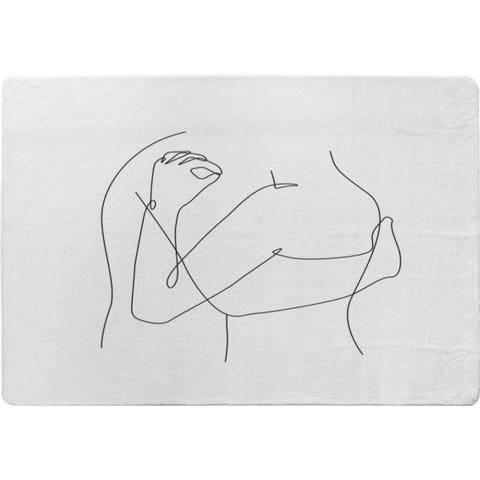 Line Art Hug Designer Rug - White / 200cm