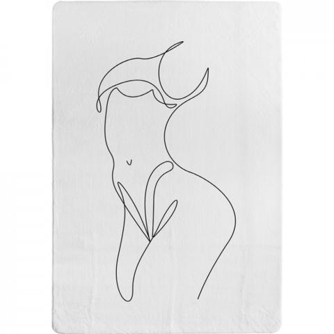 Line Art Of Femail Body Designer Rug - White / 150cm