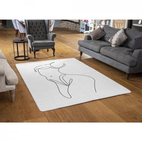 Line Art Of Femail Body Designer Rug - White / 110cm