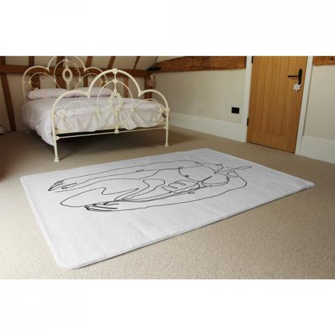 Line Art Of Male Body Designer Rug - White / 230cm