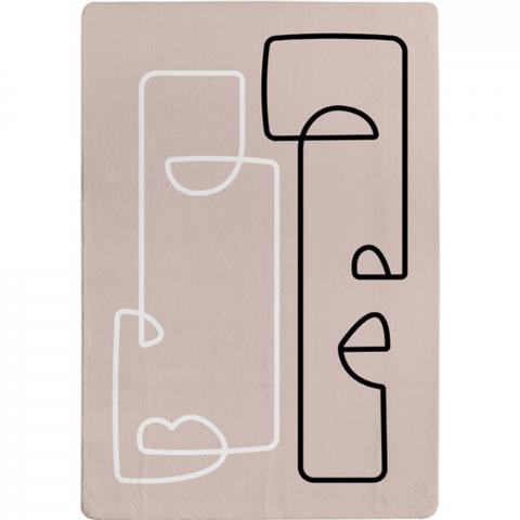 Line Art Of Two Faces Designer Rug - Pink / 150cm