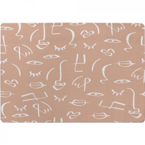 Line Drawing Abstract Faces Designer Rug - Pink / 200cm