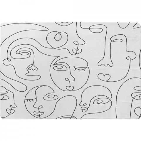 Line Drawing Of Faces Designer Rug - White / 200cm