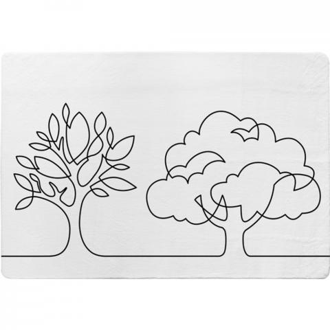 Line Drawing Of Trees Designer Rug - White / 200cm