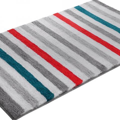 Line Stripe Bath Mats 2373 06 in Grey, Orange and Turquoise