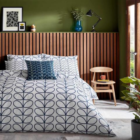 Linear Stem Bedding and Pillowcase By Orla Kiely in Whale Blue