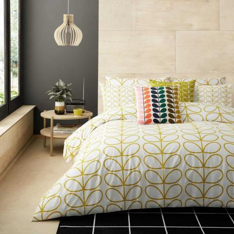 Linear Stem Bedding and Pillowcase By Orla Kiely in Dandelion Yellow