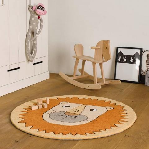 Linus Circle Kids Rugs 4351 01 in Orange