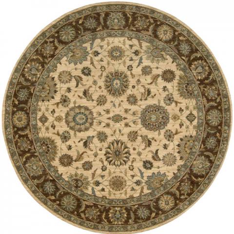 Living Treasure Circular Rugs by Nourison LI05 in Beige