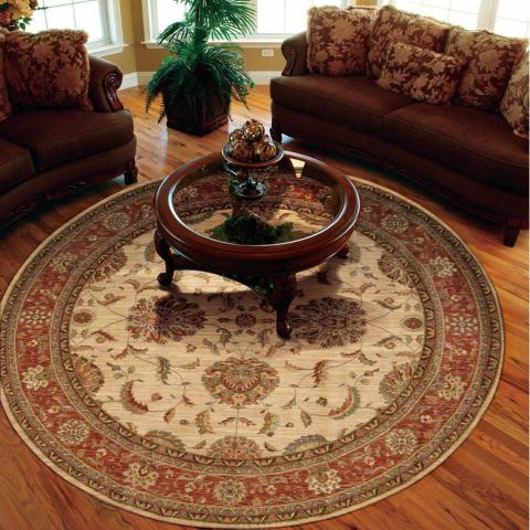 Living Treasure Circular Rugs LI04 in Ivory Red