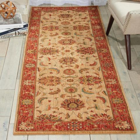 Living Treasure Hallway Runners by Nourison LI04 in Ivory Red