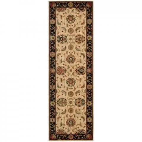 Living Treasure Hallway Runners by Nourison LI04 in Ivory Black