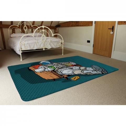 Loneliness In Space. Pop Art Retro Designer Rug - Blue / 230cm