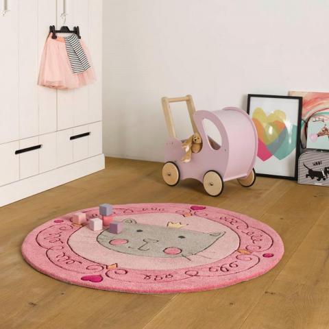 Lotti Queen Circle Kids Rugs 4354 01 in Pink