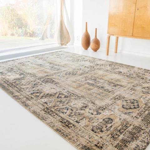 Louis De Poortere Antique Hadschlu Rugs 8720 in Agha Old Gold