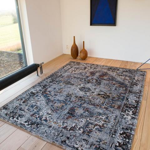 Louis De Poortere Antique Heriz Rugs 8707 in Divan Blue