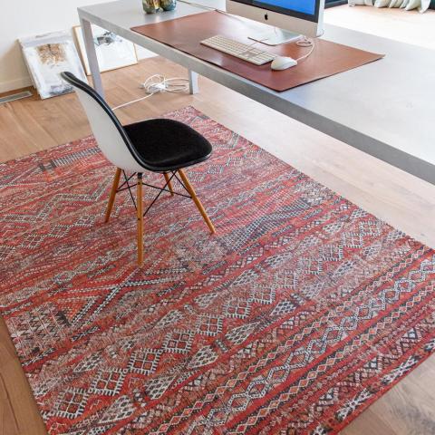 Louis De Poortere Designer Kilim Rugs in 9115 Fez Red