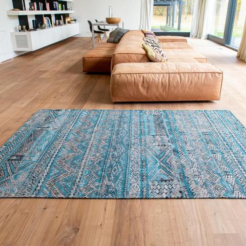 Louis De Poortere Designer Kilim Rugs in 9110 Zemmuri Blue