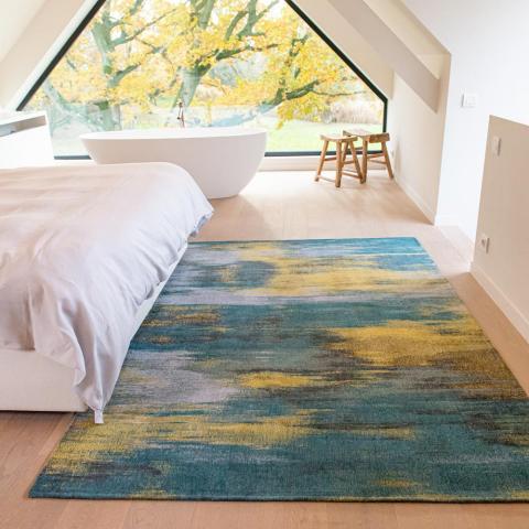 Louis De Poortere Designer Monetti Rugs in 9119 Nymphea Blue