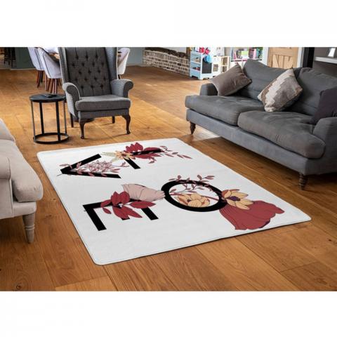 Love Typography Designer Rug - White / 110cm