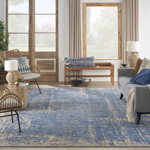 Luna Rug LUN01 Dark Blue Mocha Abstract 