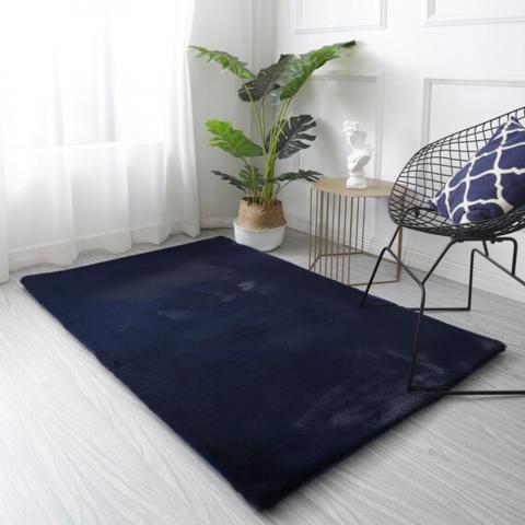 Lux Rabbit Faux Rug - Navy / 1300gsm