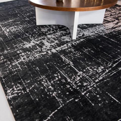 Mad Men Griff Rug 8655 in White on Black