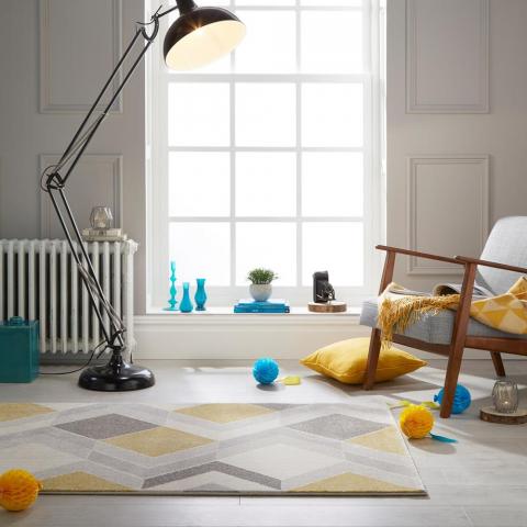 Madrid Geometric Rugs in Grey Ochre