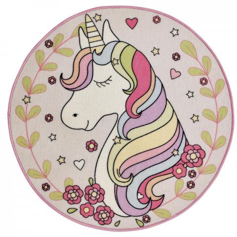 Magic unicorn Circle Rugs in Pink cream