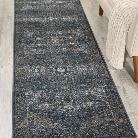 Malta Hallway Runners MAI01 by Kathy Ireland in Navy