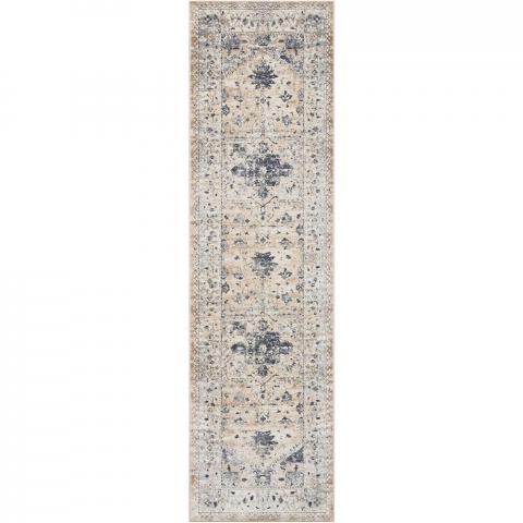 Malta Hallway runners MAI02 by Kathy Ireland in Beige and Blue