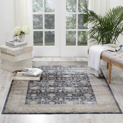 Malta MAI07 Traditional Rugs by Kathy Ireland in Navy Blue