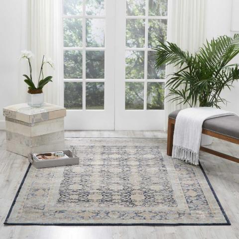 Malta MAI09 Traditional Rugs by Kathy Ireland in Navy Blue