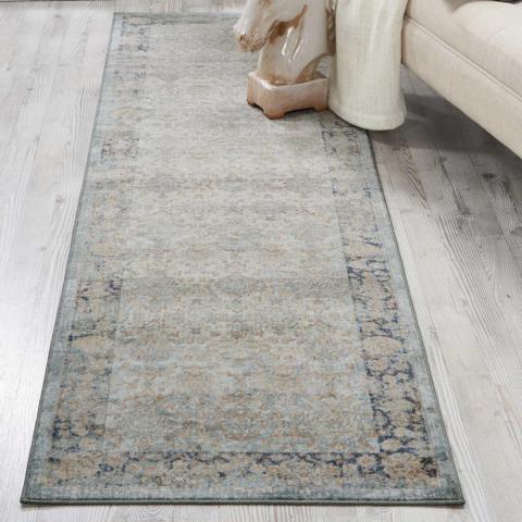 Malta MAI10 Traditional Runner Rugs by Kathy Ireland in Cloud Grey