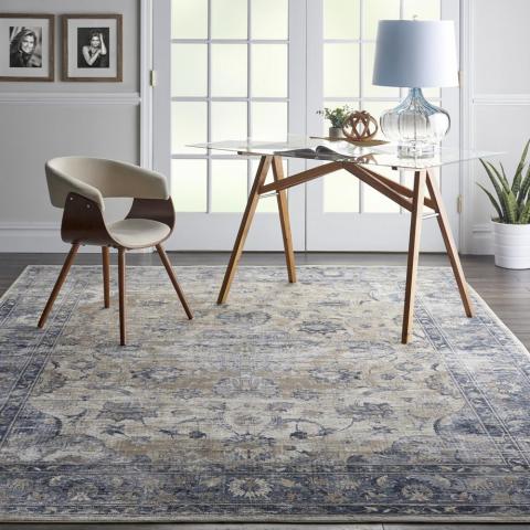 Malta Rugs MAI13 by Kathy Ireland in Blue Ivory