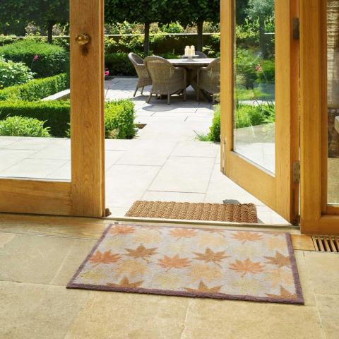 Maple Leaf Doormats in Brown orange and Cream by Turtlemat