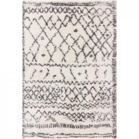 Marrakesh Alto Rug - White with grey pattern / 170cm